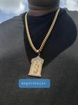 14k Gold plated 10mm Cuban link Chain and Pendant