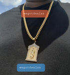 14k Gold plated 10mm Cuban link Chain and Pendant