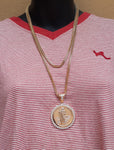 14k 3mm Gold plated Franco 2 Chains 22" 26" and Pendent Set