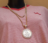 14k 3mm Gold plated Franco 2 Chains 22" 26" and Pendent Set