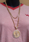 14k 3mm Gold plated Franco 2 Chains 22" 26" and Pendent Set