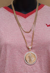 14k 3mm Gold plated Franco 2 Chains 22" 26" and Pendent Set