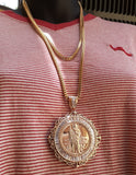 14k 3mm Gold plated Franco 2 Chains 22" 26" and Pendent Set