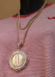 14k 3mm Gold plated Franco 2 Chains 22" 26" and Pendent Set