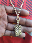 10K 3mm Diamond Cut Gold Over Silver Cuban link Chain and Pendant set