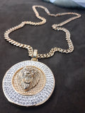 14k 6mm Gold Plated Cuban link Chain and Pendant