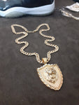 14k 6mm Gold Plated Cuban link Chain and Pendant