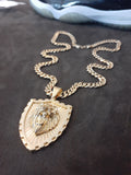 14k 6mm Gold Plated Cuban link Chain and Pendant