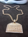 14k 6mm Gold Plated Cuban link Chain and Pendant