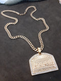 14k 6mm Gold Plated Cuban link Chain and Pendant