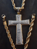 14k gold plated 8 mm rope chain pendant and bracelet set