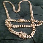 14k Goldplated 8mm Flat Cuban link Chain and bracelet  set