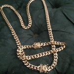 14k Goldplated 8mm Flat Cuban link Chain and bracelet  set