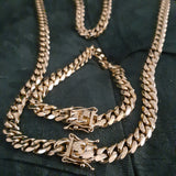 14k Goldplated 8mm Flat Cuban link Chain and bracelet  set