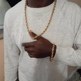 18k Goldplated 8mm  Rope Chain and bracelet set