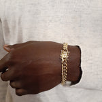 14k Goldplated 8mm Flat Cuban link Chain and bracelet  set