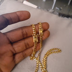14k Goldplated 4mm Small Miami cuban link chain and bracelet set