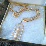 14k 6mm Gold Plated Cuban link Chain and Pendant