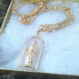 14k 6mm Gold Plated Cuban link Chain and Pendant