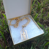 14k 6mm Gold Plated Cuban link Chain and Pendant