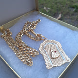 14k 6mm Gold Plated Cuban link Chain and Pendant