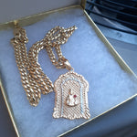 14k 6mm Gold Plated Cuban link Chain and Pendant