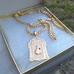 14k 6mm Gold Plated Cuban link Chain and Pendant