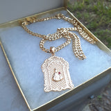 14k 6mm Gold Plated Cuban link Chain and Pendant