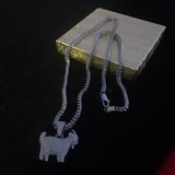 14k 3mm White Gold plated Franco Chain and Pendent Set