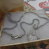 Copy of 14k 3mm White Gold plated Franco Chain and Pendent Set