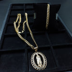 14k 6mm Gold Plated Cuban link Chain bracelet and Pendant