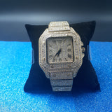 Gold Plated Iced Out Square Face Watch Micro lab Cz Diamonds