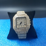 Gold Plated Iced Out Square Face Watch Micro lab Cz Diamonds