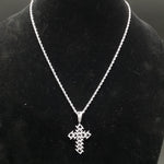 14k white Gold Plated 4mm Rope chain and Pendant