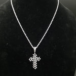 14k white Gold Plated 4mm Rope chain and Pendant