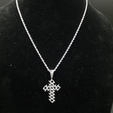 14k white Gold Plated 4mm Rope chain and Pendant