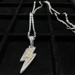 14k white Gold Plated 4mm Rope chain and Pendant