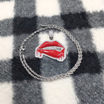 14k white gold Plated Rope Chain and iced out Lipps Pendant