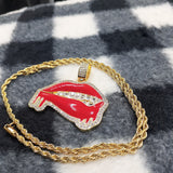 14k gold Plated Rope Chain and iced out Lipps Pendant