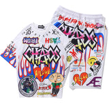 Men Graffiti Jogger Set Shorts+T shirt