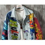 Fashion Printed Jeans Jacket Men Cotton Casual Streetwear Style Denim Jacket Coat