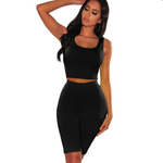 Womens Summer Solid Color 2 PIECE Sleeveless Top And Shorts OUTFIT