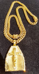 14k 8mm Gold Plated Cuban Link Chain Pendant and Bracelet Set