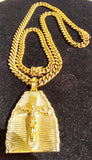 14k 8mm Gold Plated Cuban Link Chain Pendant and Bracelet Set