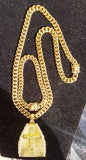 14k 8mm Gold Plated Cuban Link Chain Pendant and Bracelet Set