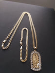 14k Gold Filled 3mm Cuban Link Chain Bracelet and Pendant Set