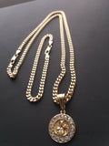 14k Gold Filled 3mm Cuban Link Chain Bracelet and Pendant Set