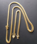 14k 6mm Gold Over 925 Silver Cuban link Chain and Bracelet Set