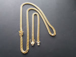 14k 6mm Gold Over 925 Silver Cuban link Chain and Bracelet Set