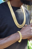 Double Down 14k Cuban link 2 Chains 12mm 26inch, 14mm 28inch and 8inch bracelet